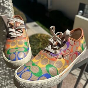 Coach Kids Rainbow Signature Canvas Lace-Up Sneakers
